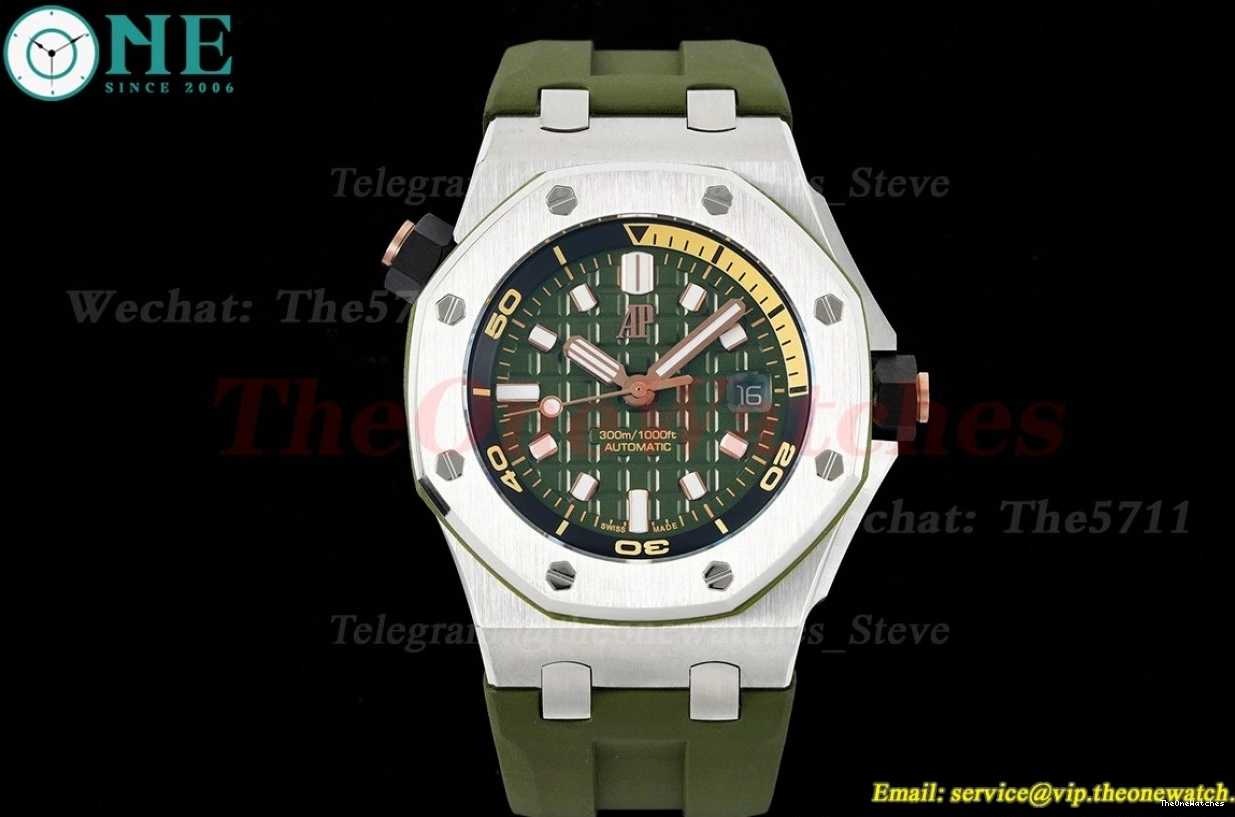 42mm Royal Oak BF 15720 Stk SS Offshore A4308 Green Diver RU 0302